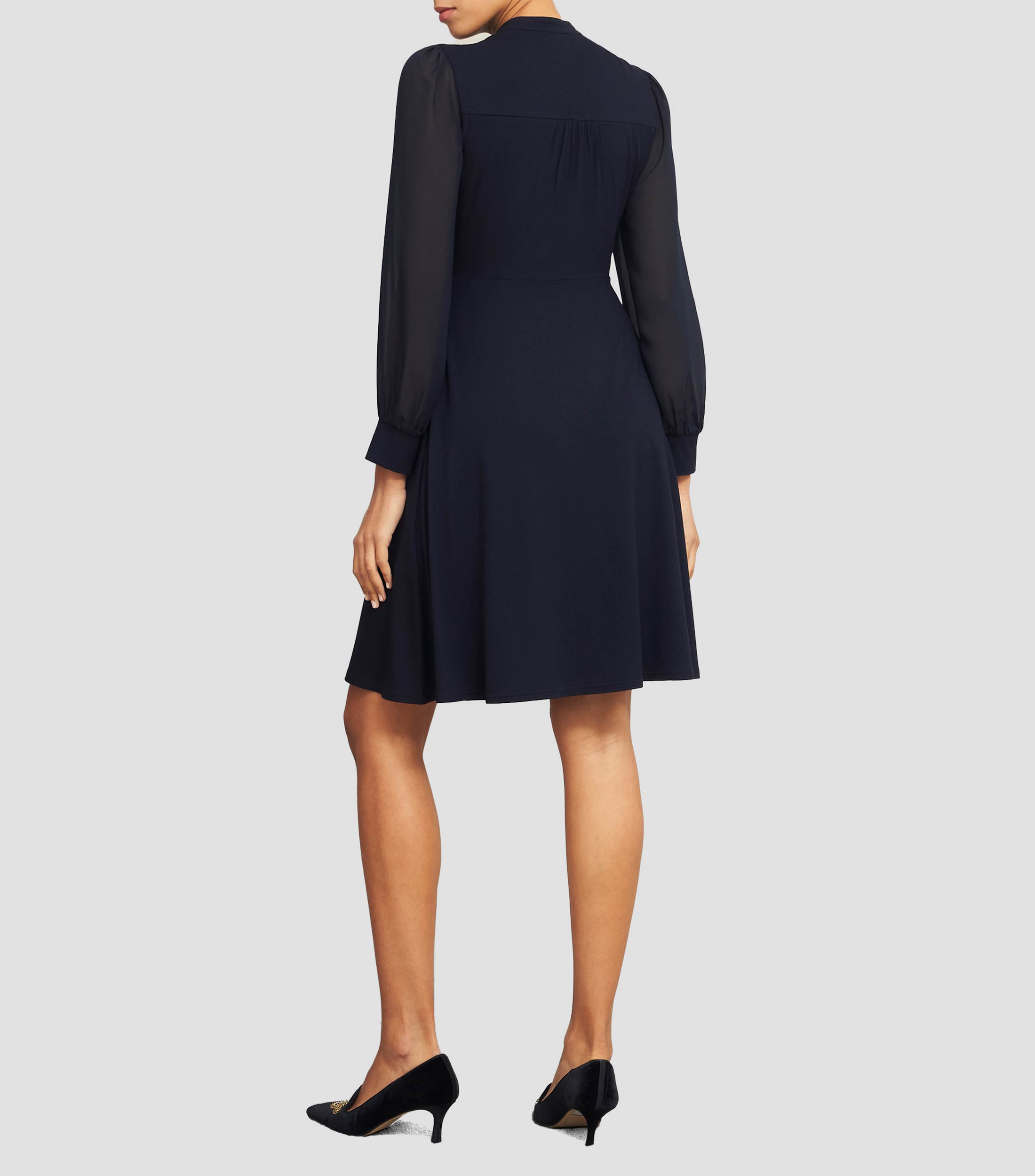 Vestido midi de manga larga liso Mujer